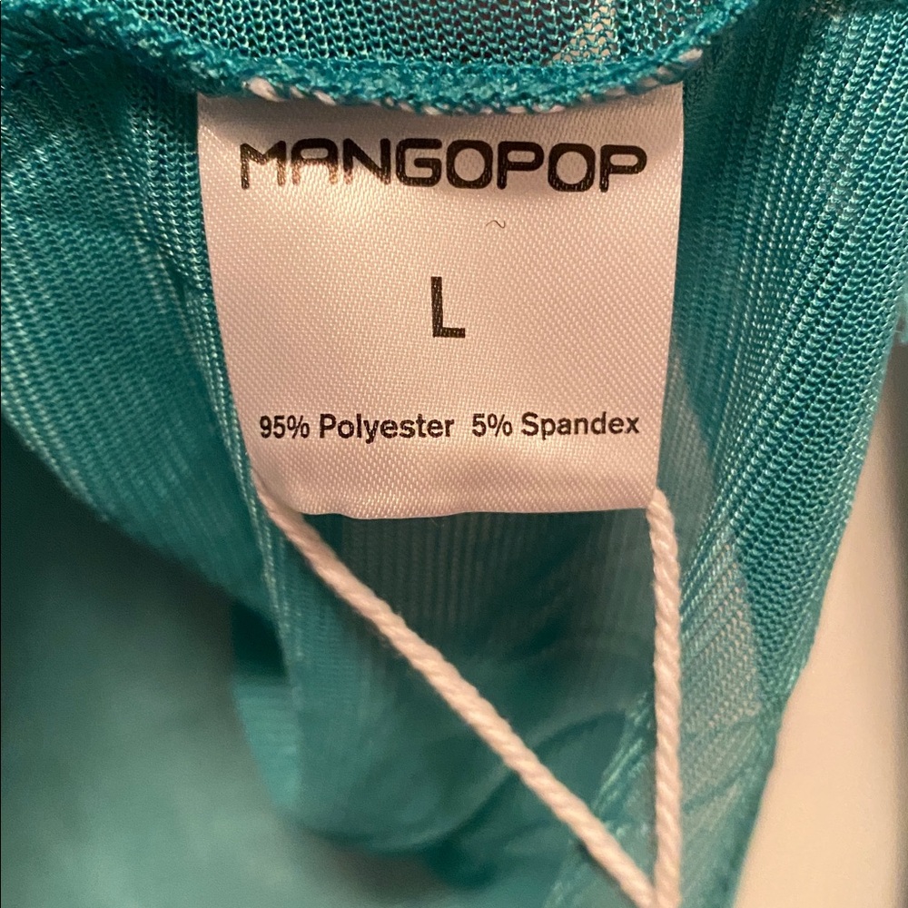 Mangopop Deep Green Long Sleeve Sheer Top…size L - Picture 3 of 4